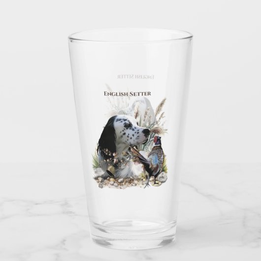 Mooie Engelse Setter met fazant , Art Glas (Voorkant)