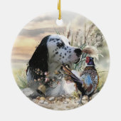 Mooie Engelse Setter met fazant , Art Keramisch Ornament (Achterkant)