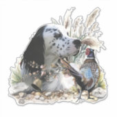 Mooie Engelse Setter met fazant , Art Sticker (Voorkant)