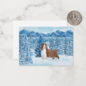 Mooie Engelse Springer-kerstkaart Notitiekaartje (Voorkant / Achterkant in situ)