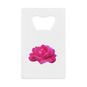 mooie enkele roze roos bloem kredietkaart flessenopener