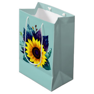 Mooie enkelvoudige open zonnebloem medium cadeauzakje