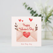 Mooie enveloppe Fijne Valentijnsdag Groet Kaart (Staand voorkant)