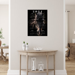Mooie Equus zwarte paard portret 2024 kalender Poster