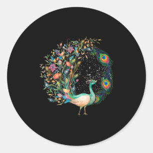 Mooie Erwt _ Kleurrijke Vogel _ Erwtenveren Ronde Sticker