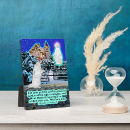 Mooie Eskie en Engel Schrift Mattheüs 6:33 Fotoplaat