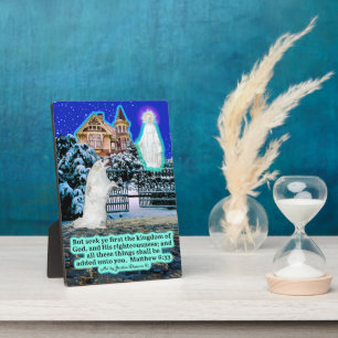 Mooie Eskie en Engel Schrift Mattheüs 6:33 Fotoplaat