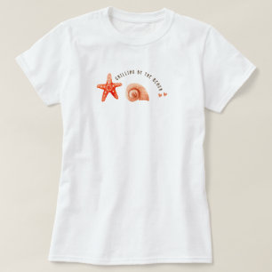 Mooie esthetische koraalstrand zeester zeeschelp t-shirt