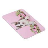 Mooie estige puppy met roze rozen magneet (Rechterzijde)
