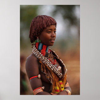 Mooie Ethiopische vrouw uit Omo Valley Poster