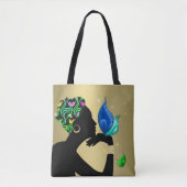 Mooie etnische vrouw over print tas (Voorkant)