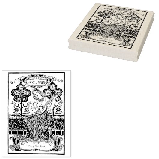 Mooie  ex libris aangepaste naam 	rubberstempel (Gestempeld)