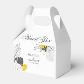 Mooie exotische bladeren witte achtergrond gunst d bedankdoosjes (Achterkant)