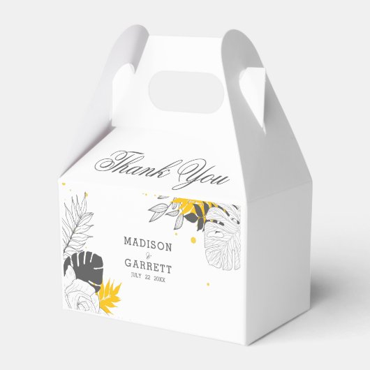 Mooie exotische bladeren witte achtergrond gunst d bedankdoosjes (Achterkant)