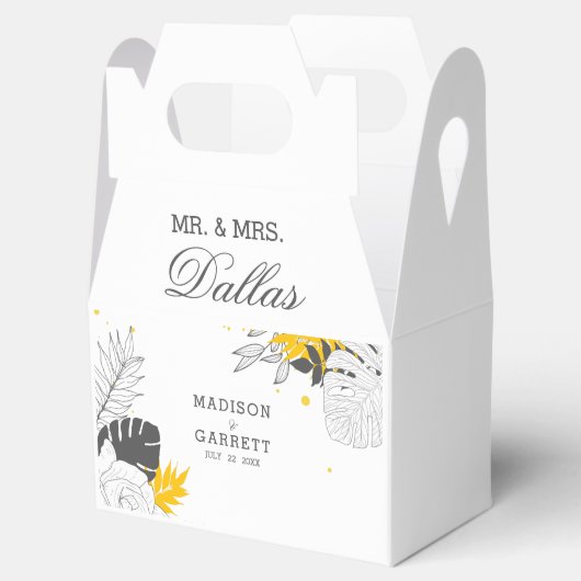 Mooie exotische bladeren witte achtergrond gunst d bedankdoosjes (Geopend)