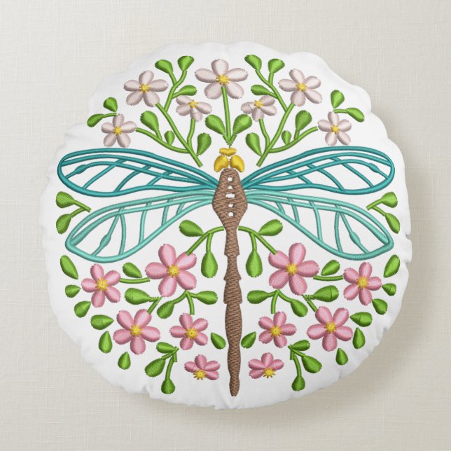 Mooie, exotische blauwe dragonfly-pasta's rond kussen (Voorkant)