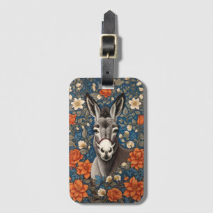 Mooie ezel gezicht elegante bloem bagagelabel