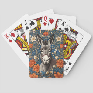 Mooie ezel gezicht elegante bloem pokerkaarten