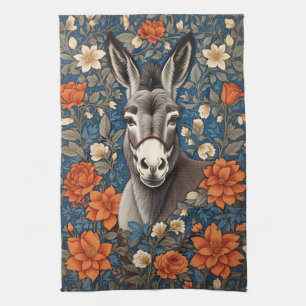 Mooie ezel gezicht elegante bloem theedoek