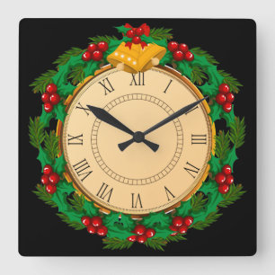 Mooie Face Roman Numeral Kerstmis Vierkante Klok