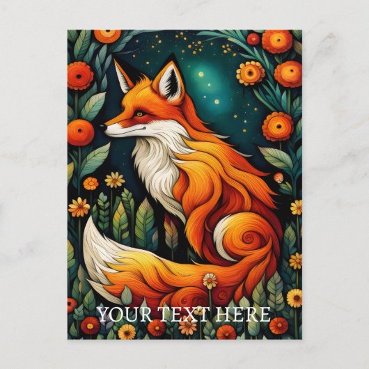 Mooie Fairy Spring Floral Fox Schilderij Briefkaart (Voorkant)