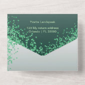 Mooie Falling Green Glitter 60e verjaardag All In One Uitnodiging (Achterkant)