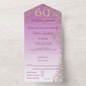 Mooie Falling Roos Gold Glitter 60e Verjaardag All In One Uitnodiging (Binnen)