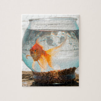 Mooie fantail goudvis in kom van Ocean Legpuzzel