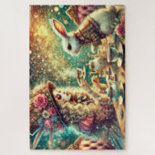 Mooie Fantasie Alice en Konijn Thee Feestje Legpuzzel (Verticaal)
