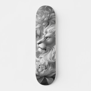 Mooie Fantasie Grijs Schaal Leeuw & Bloemen Skateboard