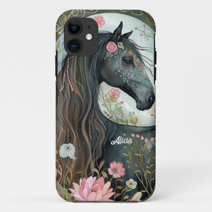 Mooie Fantasie Zwarte Paard iPhone 11 Hoesje