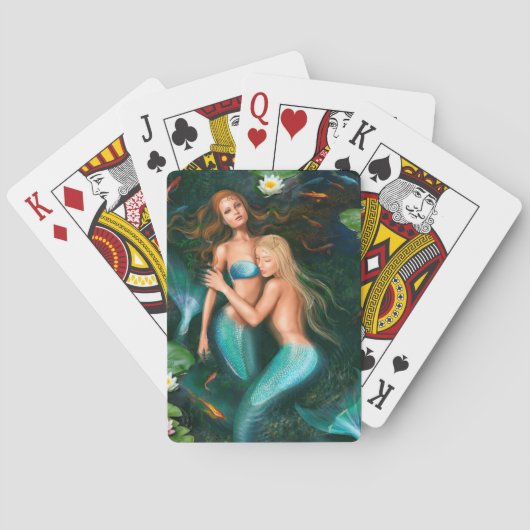 Mooie fantasieprinses mermaids pokerkaarten (Achterkant)