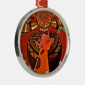 Mooie, fantastische Giraffe houdt van safari's Metalen Ornament (Rechts)