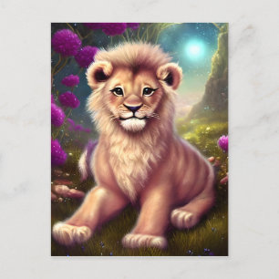 Mooie Fantasy Cute Kawaii Lion Cub Briefkaart