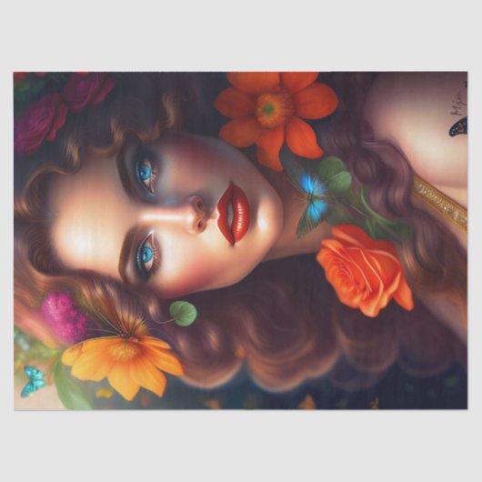 Mooie Fantasy Flower Fairy-ontkoppeling Tissuepapier (Voorkant)