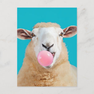 Mooie Fantasy Schaap Kauwen Bubble Gum Briefkaart