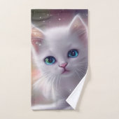 Mooie Fantasy Witte pluizige kat Bad Handdoek (Handdoek)