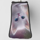 Mooie Fantasy Witte pluizige kat Golfheadcover (Draai 90)