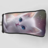 Mooie Fantasy Witte pluizige kat Golfheadcover (Voorkant)
