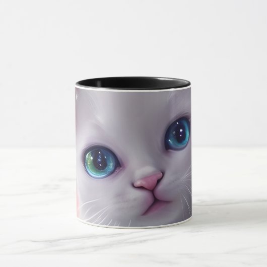 Mooie Fantasy Witte pluizige kat Mok (Midden)