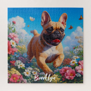 Mooie Fawn Franse Bulldog & Bloemen Legpuzzel