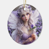 Mooie februari Fairy in Violets Keramisch Ornament (Links)