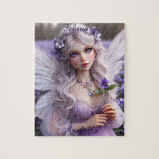 Mooie februari Fairy in Violets Legpuzzel (Verticaal)