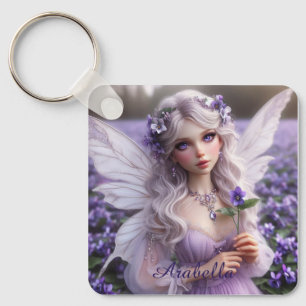 Mooie februari Fairy in Violets Sleutelhanger