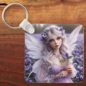 Mooie februari Fairy in Violets Sleutelhanger (Voorkant)