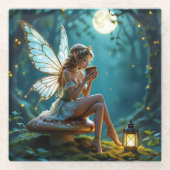 Mooie fee Drink koffie betoverd bos Glazen Onderzetter (Voorkant)