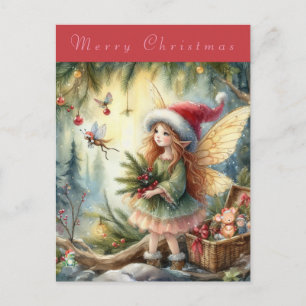 Mooie fee in het bos Prettig kerstfeest Briefkaart