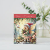 Mooie fee in het bos Vrolijk kerstfeest Briefkaart (Staand voorkant)