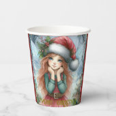 Mooie fee vrolijk kerstfeest papieren bekers (Achterkant)
