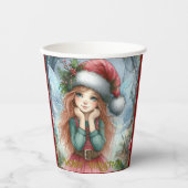 Mooie fee vrolijk kerstfeest papieren bekers (Voorkant)